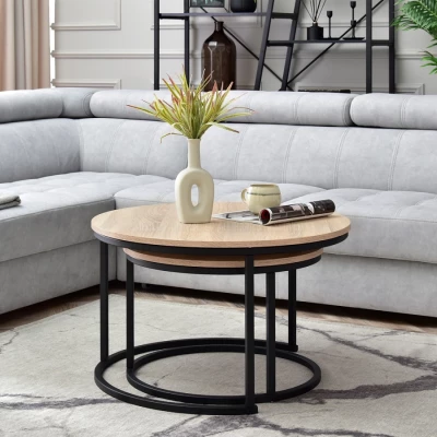 URVIN Couchtisch-Set - Sonoma-Eiche / Schwarz