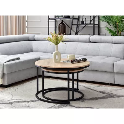 URVIN Couchtisch-Set - Sonoma-Eiche / Schwarz