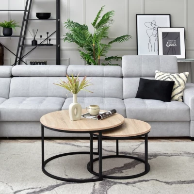 URVIN Couchtisch-Set - Sonoma-Eiche / Schwarz
