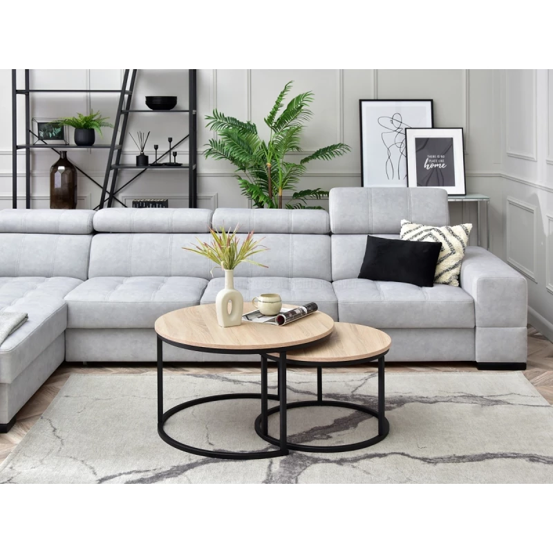 URVIN Couchtisch-Set - Sonoma-Eiche / Schwarz
