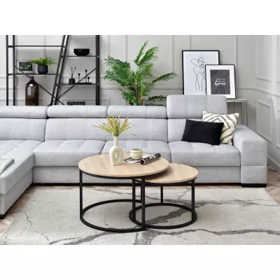 URVIN Couchtisch-Set - Sonoma-Eiche / Schwarz