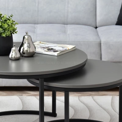 URVIN Couchtisch-Set - Graphitgrau / Schwarz