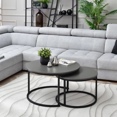 URVIN Couchtisch-Set - Graphitgrau / Schwarz