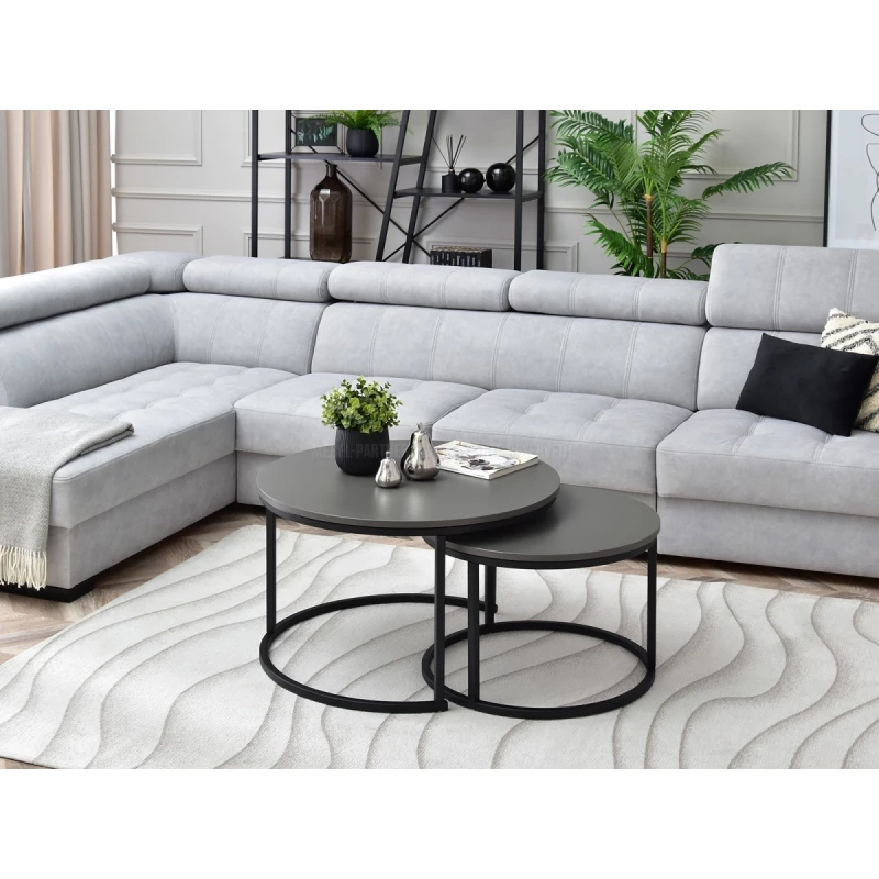 URVIN Couchtisch-Set - Graphitgrau / Schwarz