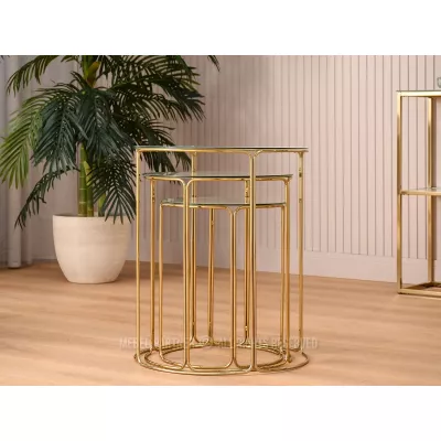 EVAN Couchtisch-Set - weißer Marmor / Gold