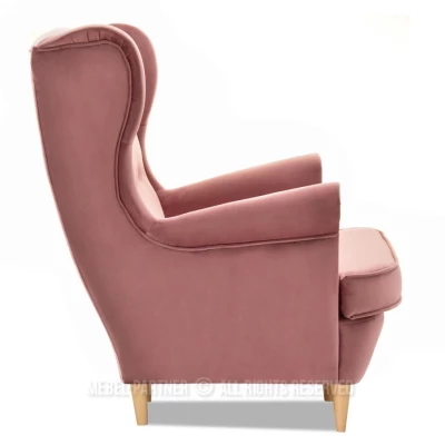Ohrensessel DENIZ – Pastellrosa / Buche