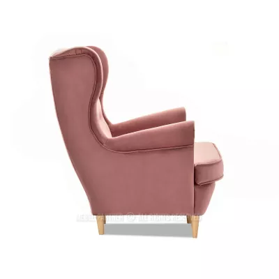 Ohrensessel DENIZ – Pastellrosa / Buche