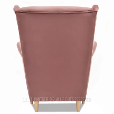 Ohrensessel DENIZ – Pastellrosa / Buche