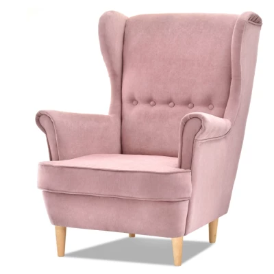 Ohrensessel DENIZ - rosa / Buche