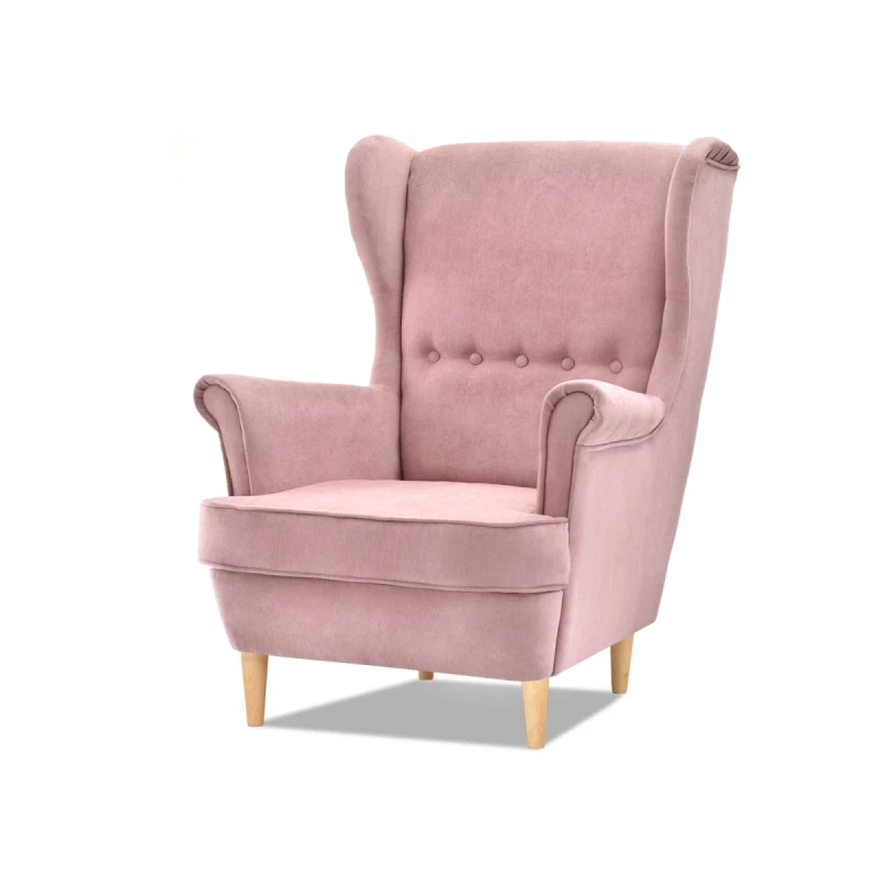 Ohrensessel DENIZ - rosa / Buche