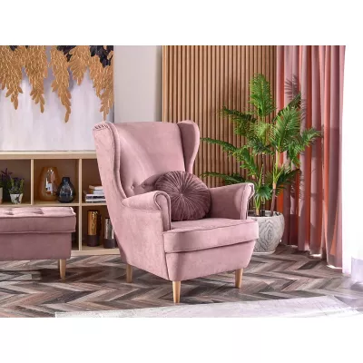 Ohrensessel DENIZ - rosa / Buche