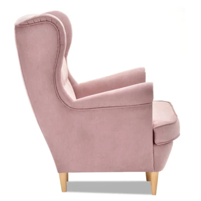 Ohrensessel DENIZ - rosa / Buche