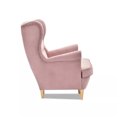 Ohrensessel DENIZ - rosa / Buche