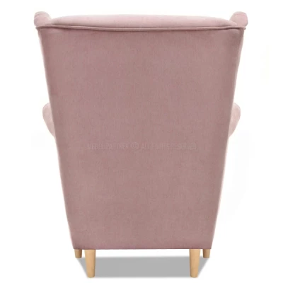 Ohrensessel DENIZ - rosa / Buche
