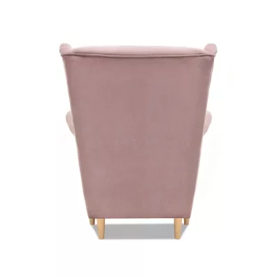 Ohrensessel DENIZ - rosa / Buche