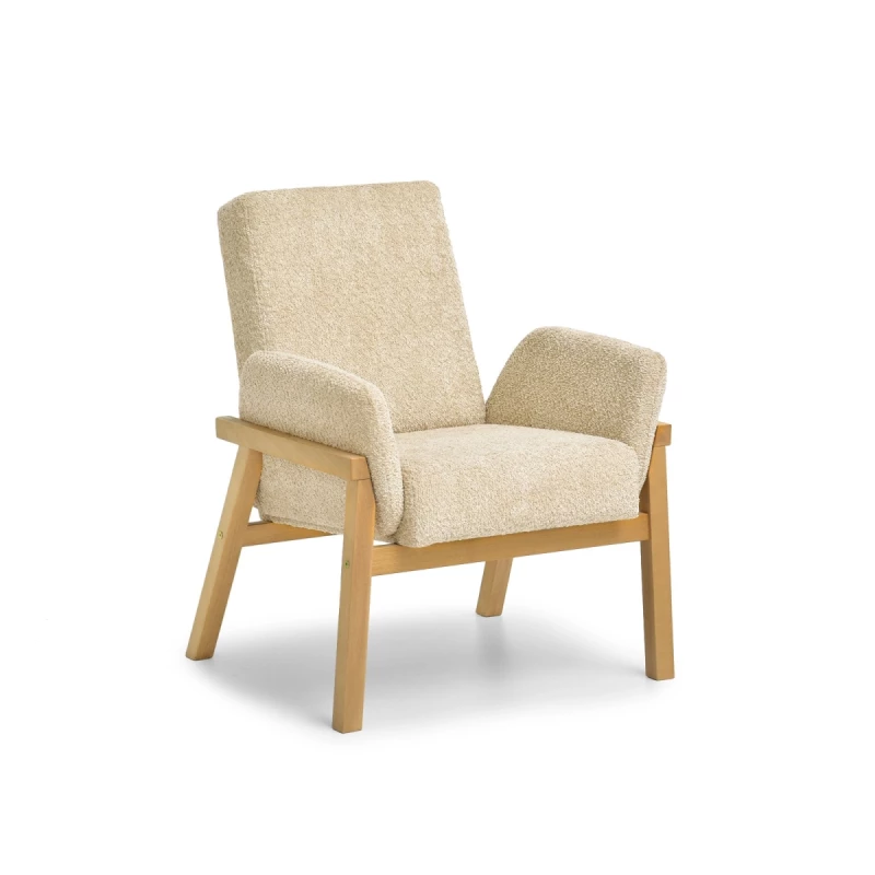 Polstersessel EMERY – Beige/Eiche