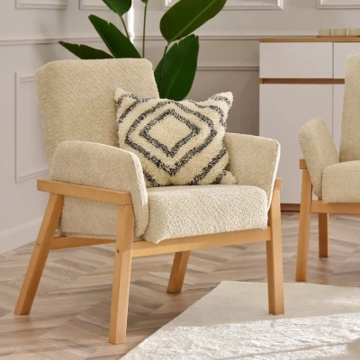 Polstersessel EMERY – Beige/Eiche