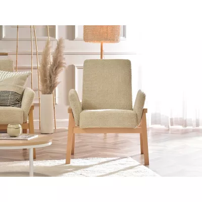 Polstersessel EMERY – Beige/Eiche