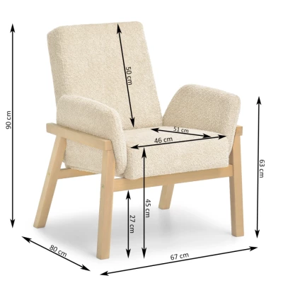 Polstersessel EMERY – Beige/Eiche
