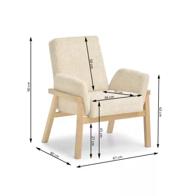 Polstersessel EMERY – Beige/Eiche