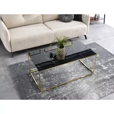 Rechteckiger Couchtisch JENAR - schwarzer Marmor / Gold