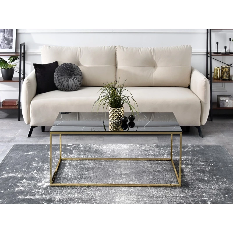 Rechteckiger Couchtisch JENAR - schwarzer Marmor / Gold