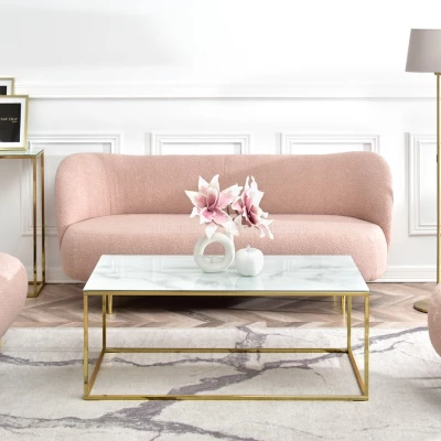 Rechteckiger Couchtisch JENAR - weißer Marmor / Gold