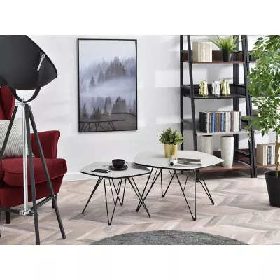 ANIEL Couchtisch-Set - grauer Marmor / schwarz