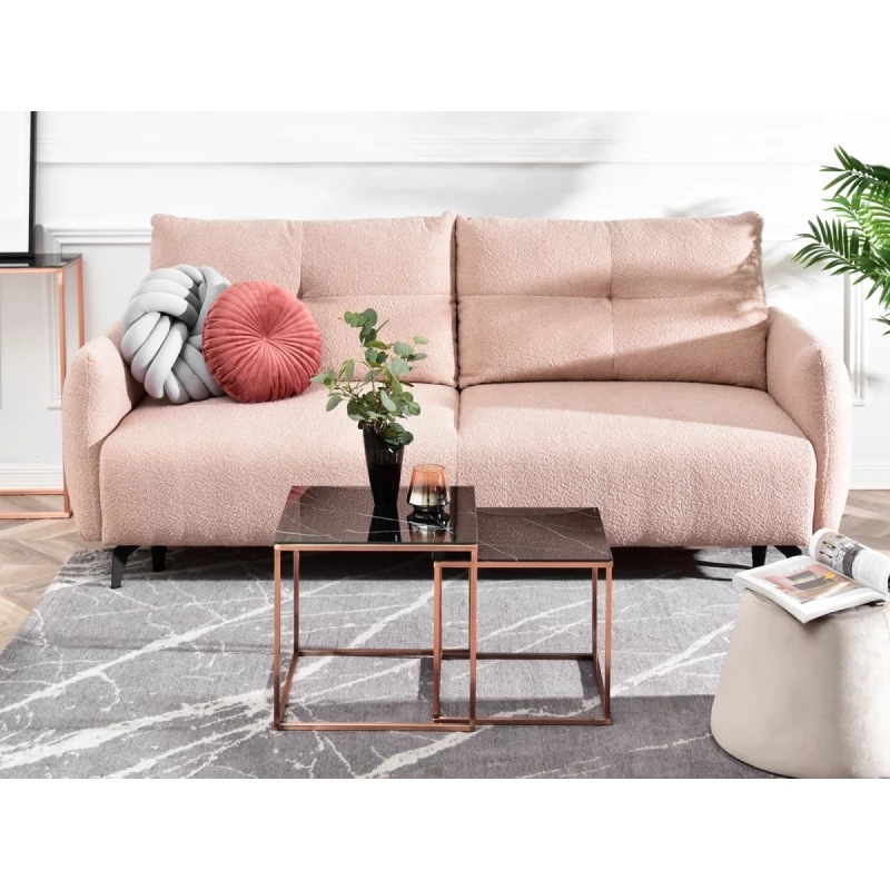 Couchtisch-Set SAMIN - schwarzer Marmor / Kupfer