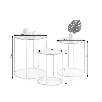 EVAN Couchtisch-Set - grauer Marmor / Gold