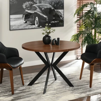 Designer Ausziehtisch ANCEL - Walnuss / Schwarz