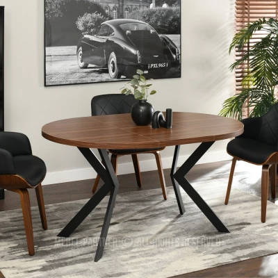Designer Ausziehtisch ANCEL - Walnuss / Schwarz