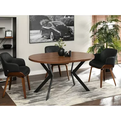 Designer Ausziehtisch ANCEL - Walnuss / Schwarz