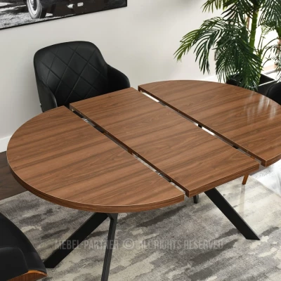 Designer Ausziehtisch ANCEL - Walnuss / Schwarz