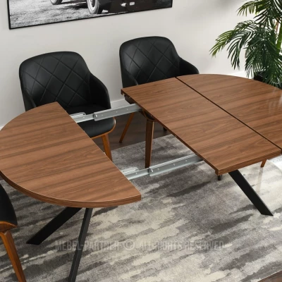 Designer Ausziehtisch ANCEL - Walnuss / Schwarz