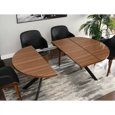 Designer Ausziehtisch ANCEL - Walnuss / Schwarz