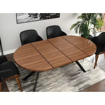 Designer Ausziehtisch ANCEL - Walnuss / Schwarz