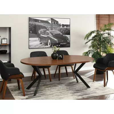 Designer Ausziehtisch ANCEL - Walnuss / Schwarz