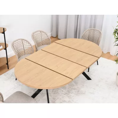 Designer Ausziehtisch 100(180)x100 ANCEL - Steineiche / Schwarz