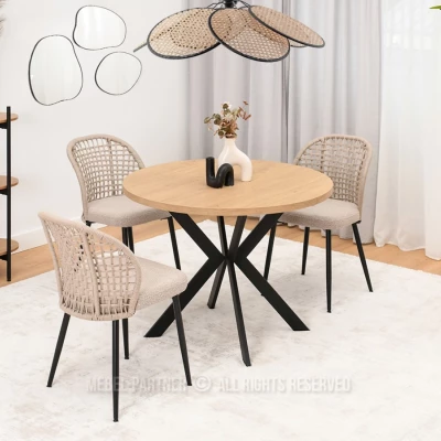 Designer Ausziehtisch 100(180)x100 ANCEL - Steineiche / Schwarz