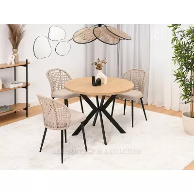 Designer Ausziehtisch 100(180)x100 ANCEL - Steineiche / Schwarz