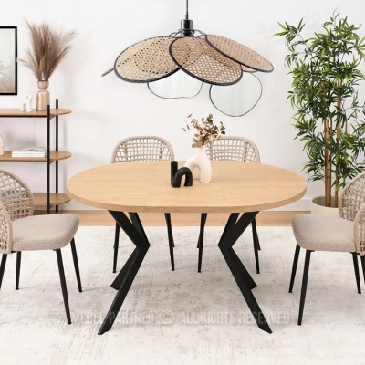 Designer Ausziehtisch 100(180)x100 ANCEL - Steineiche / Schwarz