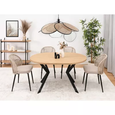 Designer Ausziehtisch 100(180)x100 ANCEL - Steineiche / Schwarz