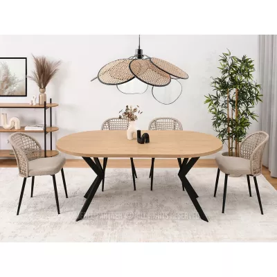Designer Ausziehtisch 100(180)x100 ANCEL - Steineiche / Schwarz
