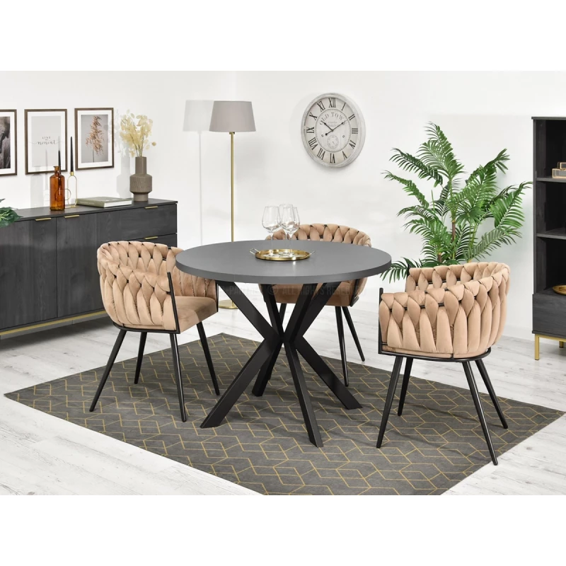 Designer Ausziehtisch 100(180)x100 ANCEL - graphitgrau / schwarz