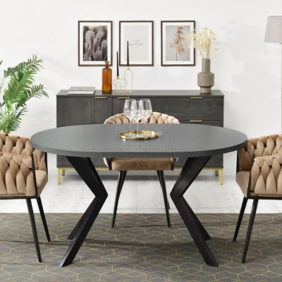 Designer Ausziehtisch 100(180)x100 ANCEL - graphitgrau / schwarz