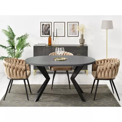Designer Ausziehtisch 100(180)x100 ANCEL - graphitgrau / schwarz