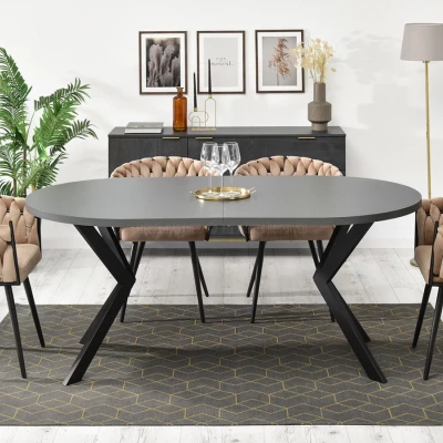 Designer Ausziehtisch 100(180)x100 ANCEL - graphitgrau / schwarz