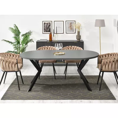 Designer Ausziehtisch 100(180)x100 ANCEL - graphitgrau / schwarz