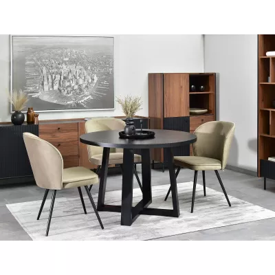 Runder ausziehbarer Tisch 100(180)x100 RAJAN - schwarz